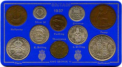 Obverse of 1937 Coin Set in Presentation Card