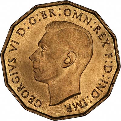 Obverse of 1937 George VI Brass Threepence