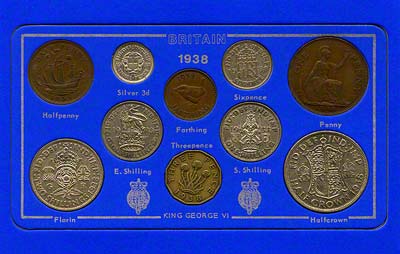 Obverse of 1938 Selected Coin Set in Presentation Card