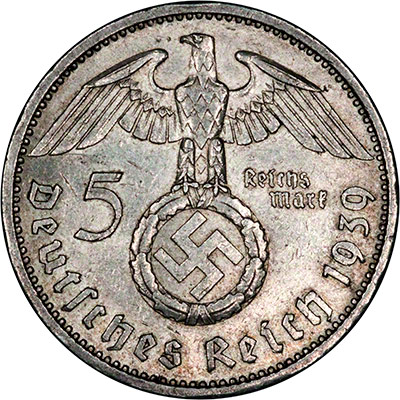 Reverse of Nazi Germany 2 Reichmarks