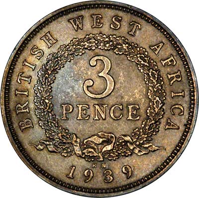 Reverse of 1941 British West Africa Tenth of One Penny