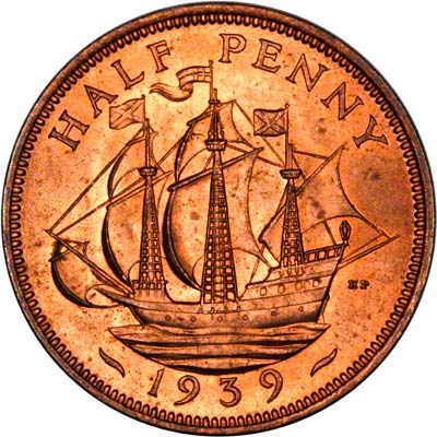 Reverse of 1939 Half Penny