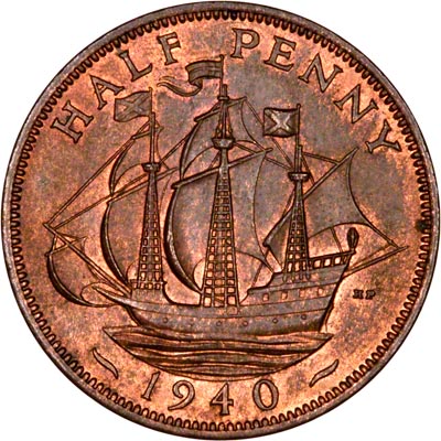 Reverse of 1940 Half Penny