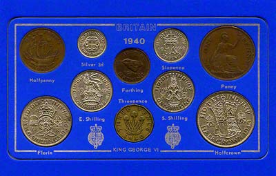 Obverse of 1940 Selected Coin Set in Presentation Card