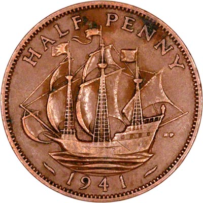 Reverse of 1941 Half Penny
