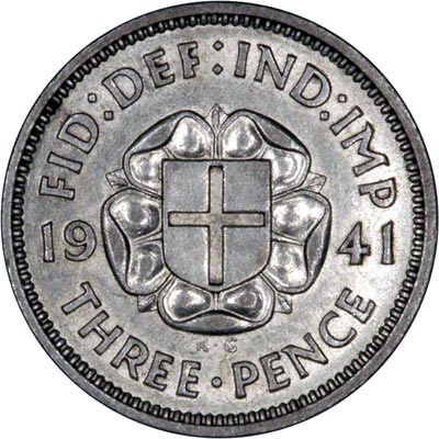 Reverse of 1941 Threepence