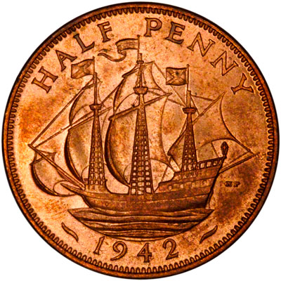 Reverse of 1942 Half Penny