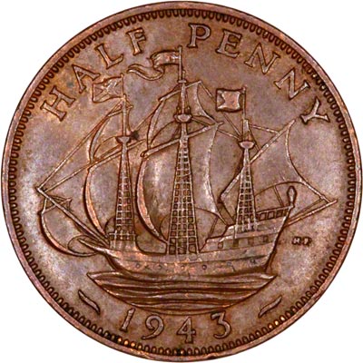 Reverse of 1943 Half Penny