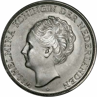 Obverse of 1944 Curaçao Two and a Half Gulden