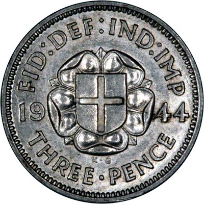Reverse of 1944 Threepence