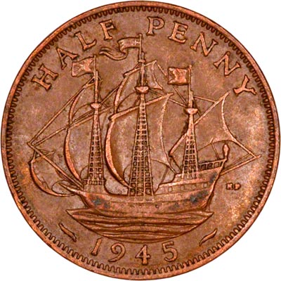 Reverse of 1945 Half Penny