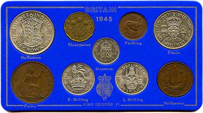 Obverse of 1945 Coin Set in Presentation Card