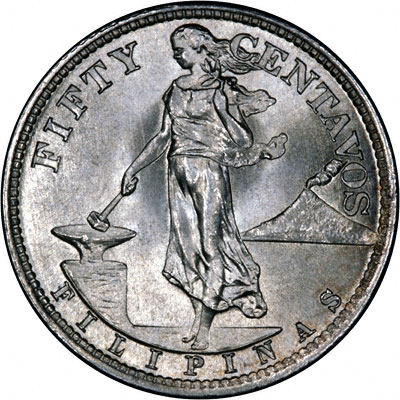 Obverse of 1945 Philippines 50 Cents