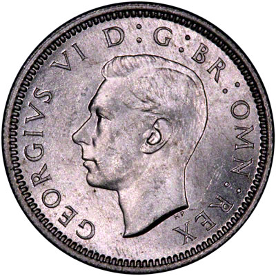 Obverse of 1945 Sixpence