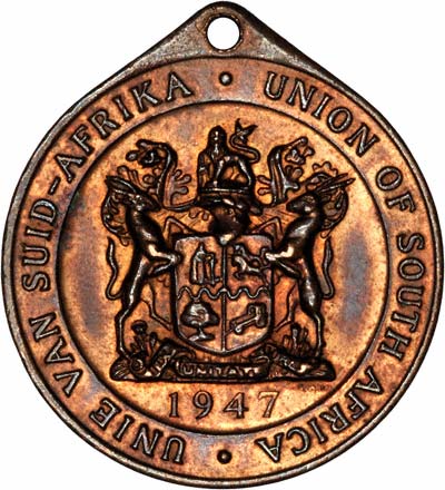 Obverse of 1947 Royal Visit Medallion