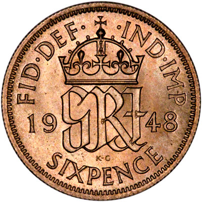 Reverse of 1948 Sixpence