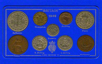 Obverse of 1949 Selected Coin Set in Presentation Card