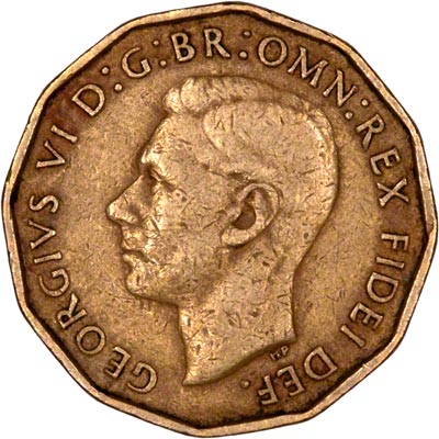 Obverse of 1949 Brass Threepence
