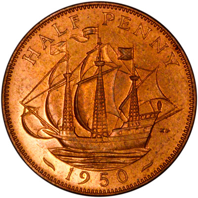 Reverse of 1950 Half Penny