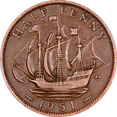 Reverse of 1951 Half Penny