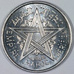 Obverse of 1370 / 1950 Moroccan 1 Franc