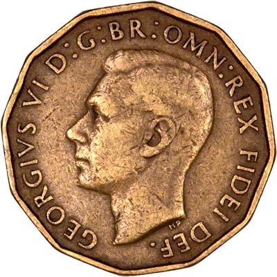 Obverse of 1951 Brass Threepence