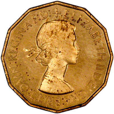 Obverse of 1953 Brass Threepence