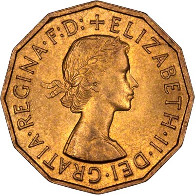 Obverse of 1956 Brass Threepence