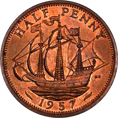 Reverse of 1957 Half Penny