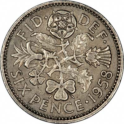 Reverse of 1958 Sixpence