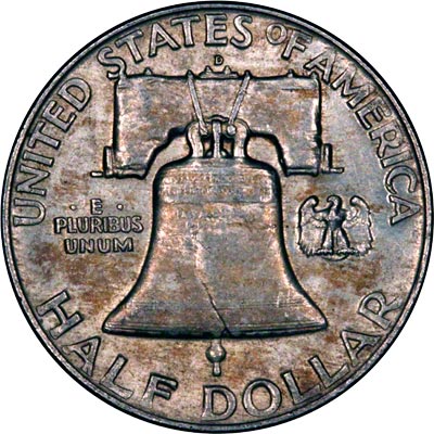 Reverse of 1958 US Franklin Half Dollar