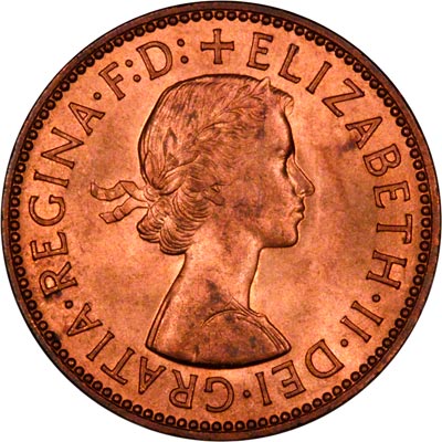 Elizabeth II Coin 1959 UK British - AU+ toned-lustre 1/2d Half Penny 