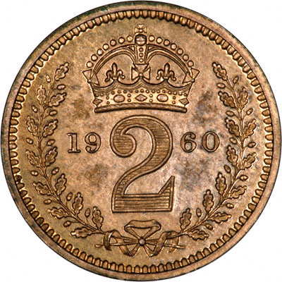 Reverse of 1960 Maundy Twopence