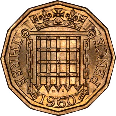 Reverse of 1960 Brass Threepence