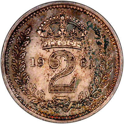 Reverse of 1961 Maundy Twopence