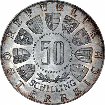 Obverse of 1963 Austrian 50 Schilling Commemorative