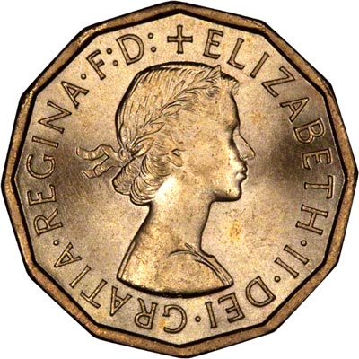Obverse of 1963 Brass Threepence