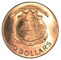1964 Liberia Gold 20 Dollars