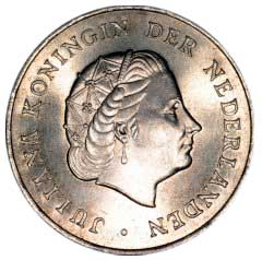 Queen Juliana on 1964 Netherlands Antilles Two and a Half Guilder