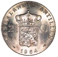 1964 Netherlands Antilles Two and a Half Guilder