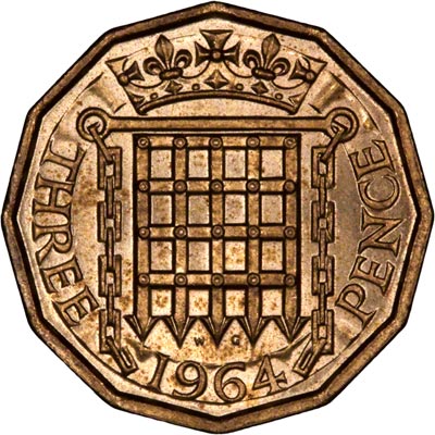 Reverse of 1964 Brass Threepence