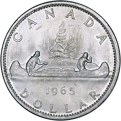 1965 Canada Silver One Dollar Reverse
