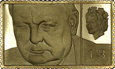 1965 Winston Churchill 1/3 Stamp in Gold