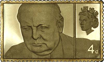 1965 Winston Churchill Fourpence Stamp in Gold