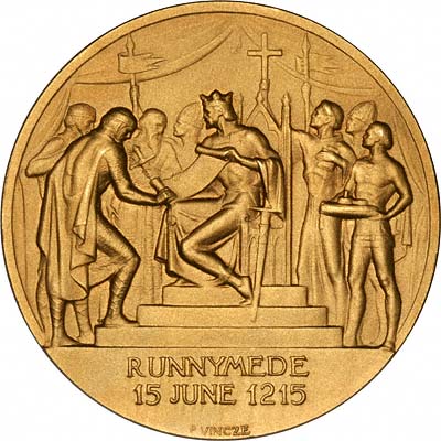 Reverse of 1965 Magna Carta Gold Medallion