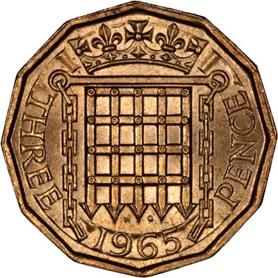Reverse of 1965 Brass Threepence