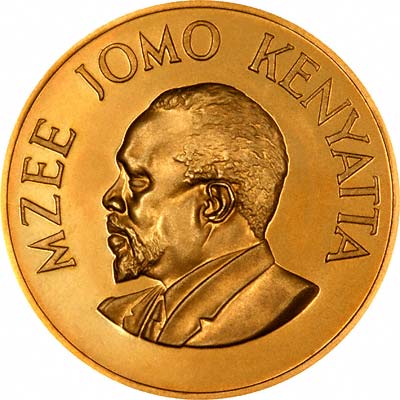 Jomo Kenyatta on Obverse of 1966 Kenyan Gold Proof 250 Shillings