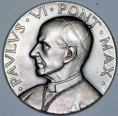 Silver Medallion of Pope Paul VI by John Pinches