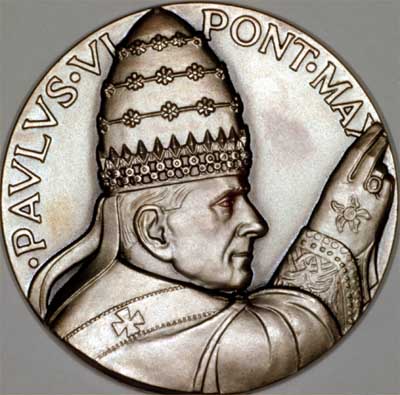 Silver Medallion of Pope Paul VI by John Pinches