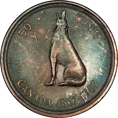 Reverse of 1967 Canada wildlife 50 Cents